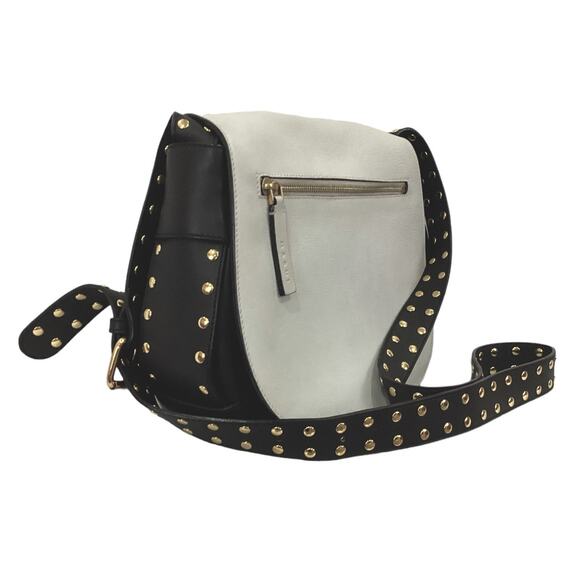 Marni Flap Bag Studded Strap Messenger Bag In Off White And Black Rare Color - Picture 4 of 7